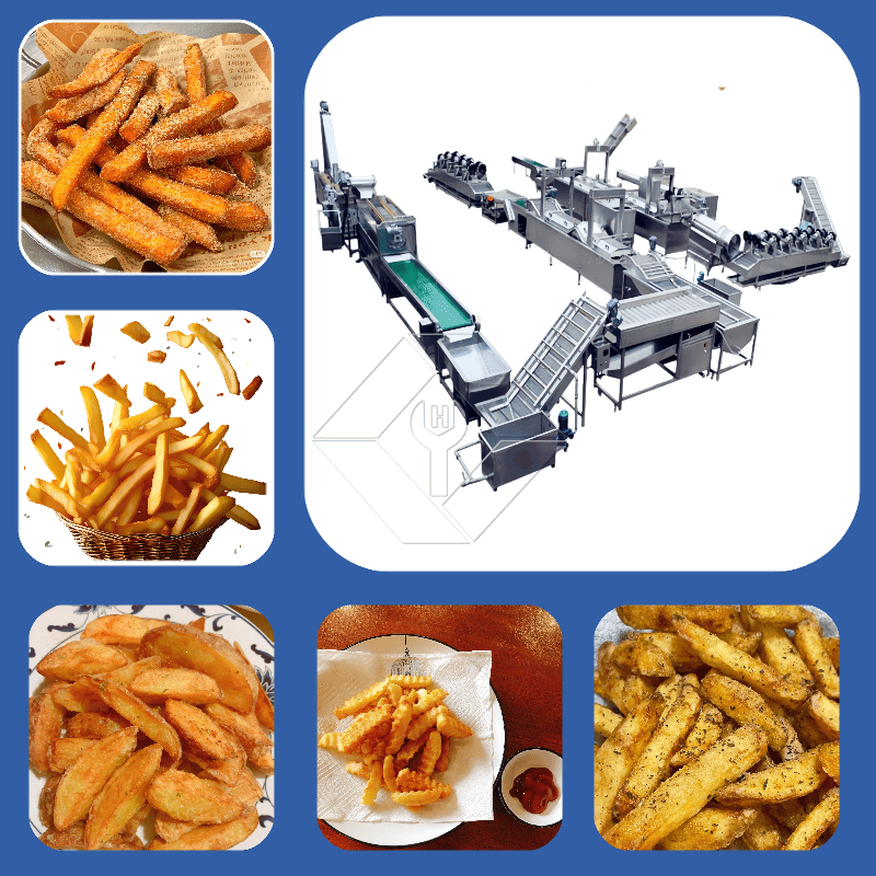 工場価格 100-1000kg 自動冷凍フライド ポテト ポテトチップス製造機販売のための生産ライン