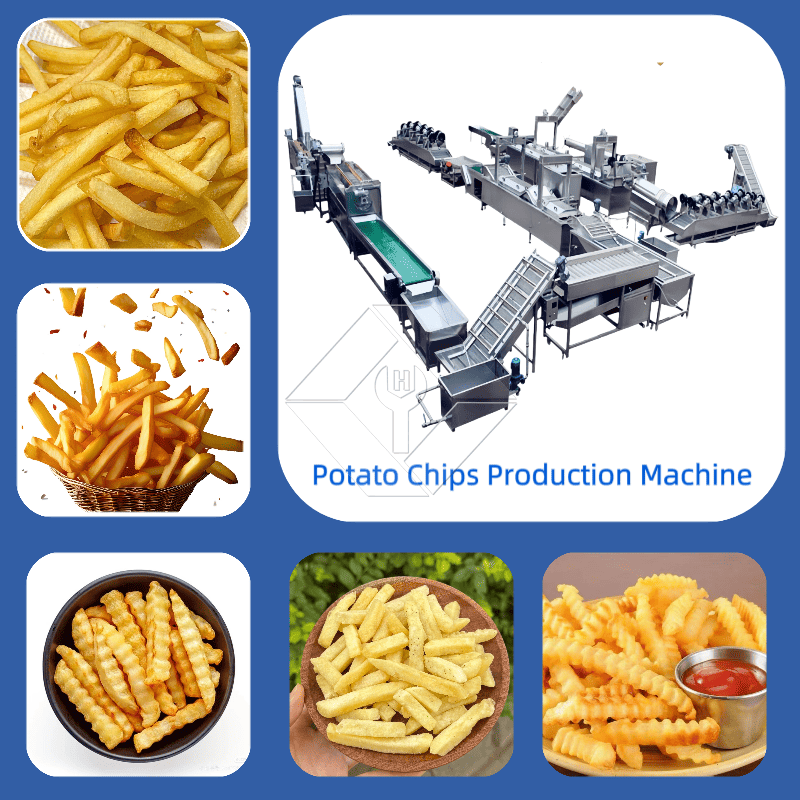 工場価格 100-1000kg 自動冷凍フライド ポテト ポテトチップス製造機販売のための生産ライン